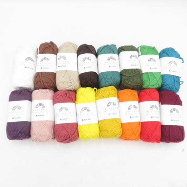 毛糸 hobbii Rainbow Cotton 8/8 16玉セット アソート 約75m Oeko...