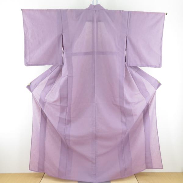 夏着物 色無地 単衣 バチ衿 ポリエステル 洗える着物 夏用 紫色 紋なし 仕立て上がり 身丈159...