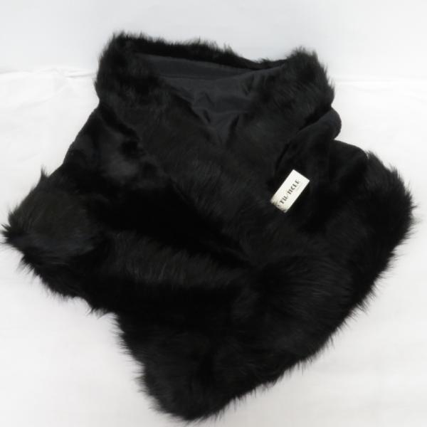 ショール 毛皮風 レディース ブラック ポリエステル アクリル 長さ180cm 最大幅40cm 成人...