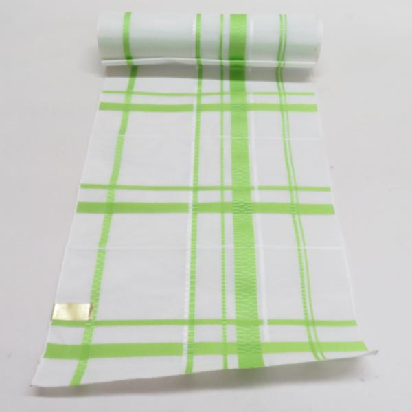 反物 紗 夏用 格子 八寸名古屋帯用 ポリエステル 白色 黄緑色 未仕立て 着物帯 長さ480cm