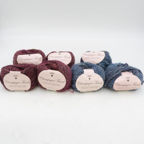 Clover クロバー 毛糸 シャンパーニュ ツイード 7玉セット ブルー パープル 30g巻 約1...