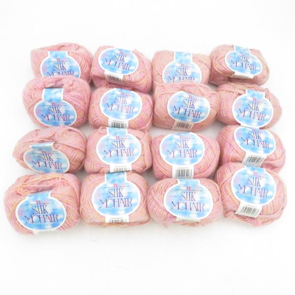 ハマナカ 毛糸 シルクモヘア MINT COLOR 16玉セット 色番6 ピンク 1玉40g 絹 モ...