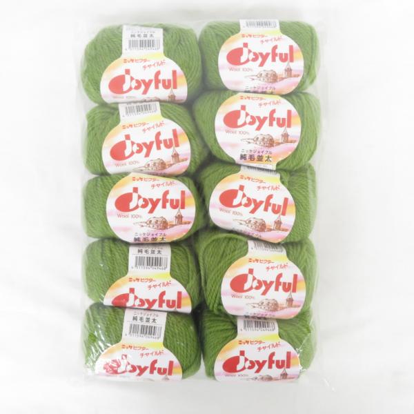 毛糸 ニッケジョイフル 純毛並太  10玉セット 1玉40ｇ 72ｍ ウール100% グリーン系 ニ...