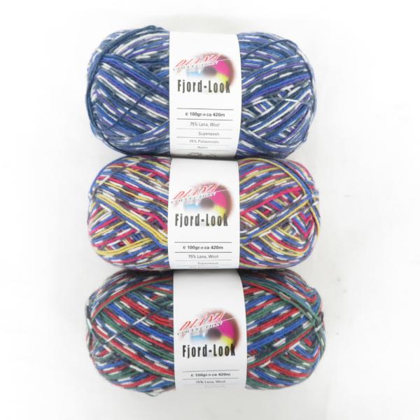 毛糸 Fjord-Look フィヨルドルック 3玉セット 715番色 717番色 719番色 100...