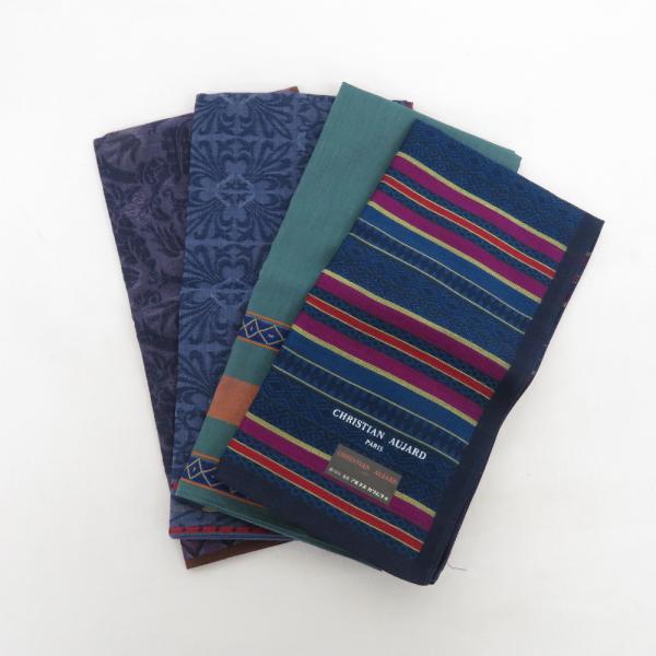 ハンカチ メンズ Giovanni Valentino×3 CHRISTIAN AUJARD×1 綿...