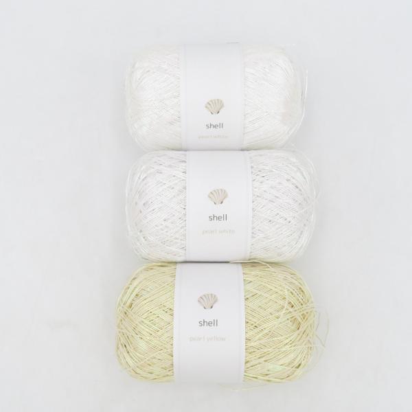毛糸 PALE ONE shell 3玉 pearl white/ pearl yellow 約80...