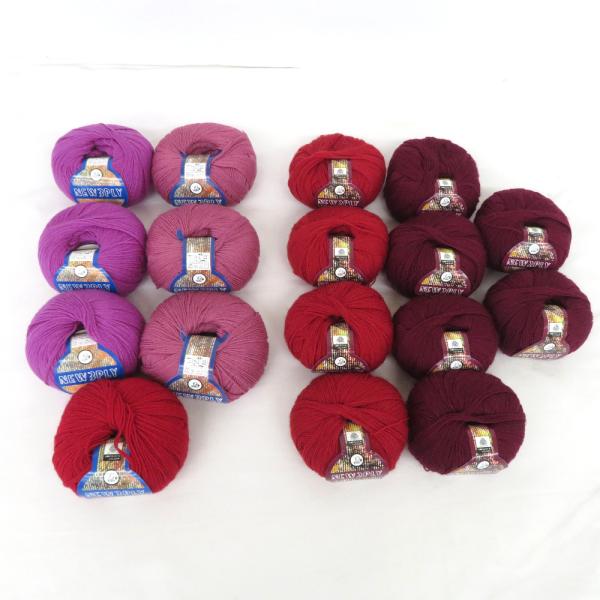 毛糸 パピー 17玉アソートセット NEW3PLY×7 NEW2PLY×10　レッド ピンク パープ...