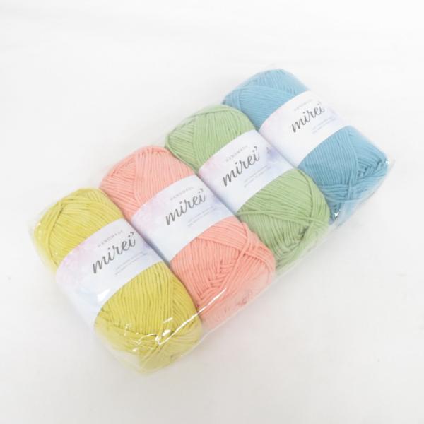 毛糸 mirei's ミレイズコットンヤーン 並太 4色セット warmth 1玉約100g 糸長約...