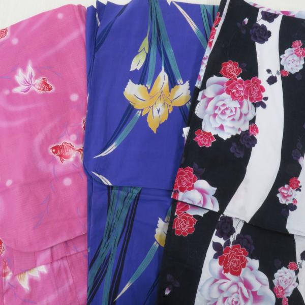 浴衣 まとめ売り 浴衣 3点セット 洋服リメイク 生地   仕立て上がり 夏物 女性用ゆかた 綿10...