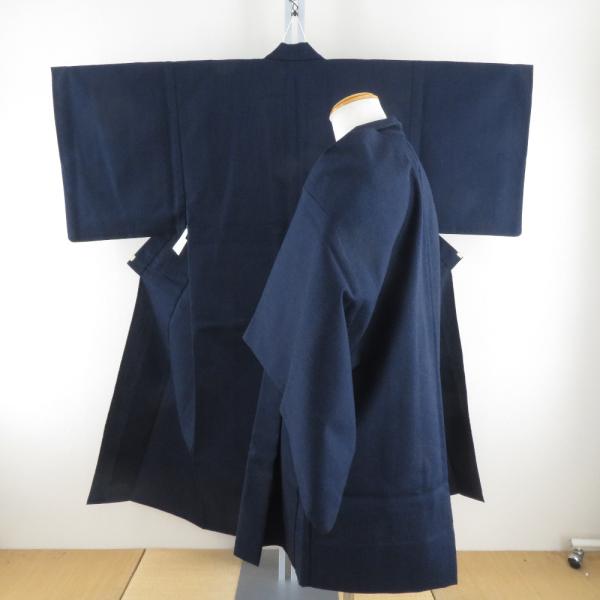男着物 アンサンブル ウール 単衣 紺色 男性用きもの 羽織 メンズ 仕立て上がり 和服 男物 カジ...