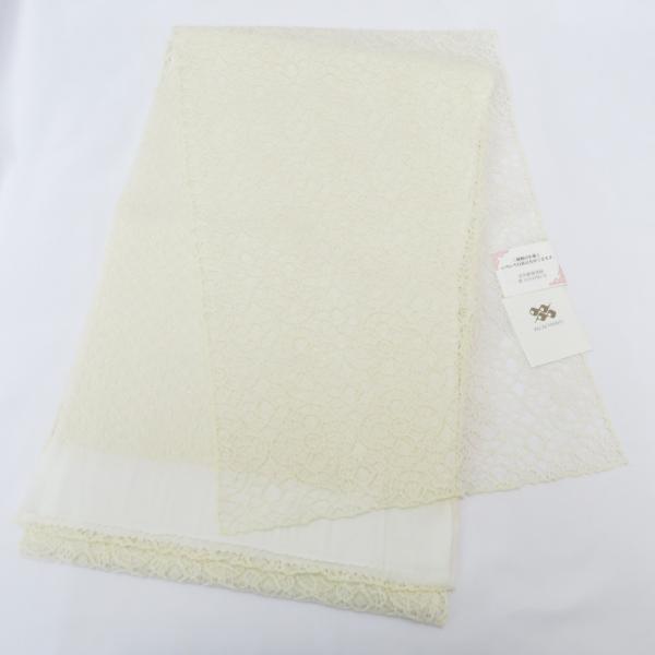 帯揚げ シルク レーヨン レースおびあげ 白×白レース 金糸 Wa de Modern 花柄レース ...