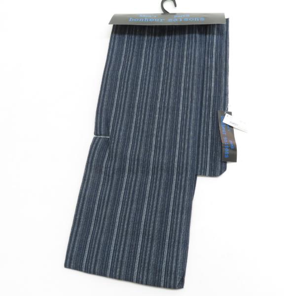 bonheur saisons ボヌールセゾン 浴衣 メンズ 男性用ゆかた Lサイズ 紺色 縞柄 綿...