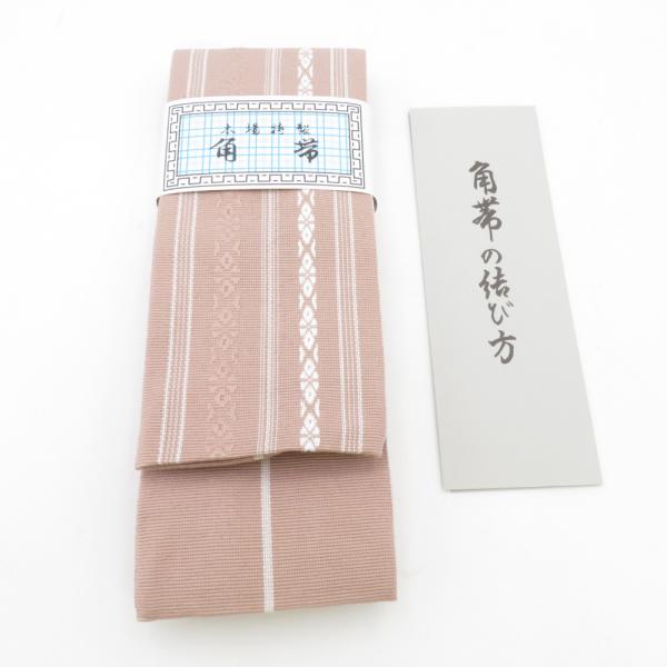 角帯 綿100％ 綿角帯 日本製 献上柄 ピンクベージュ×白色 紳士 男性用 定番 浴衣帯 メンズ ...
