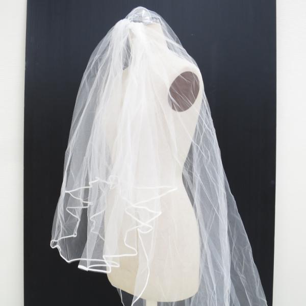 ウエディングベール シンプル ロングベール コーム付 ホワイト 舞台 衣装 レース チュール コスプ...