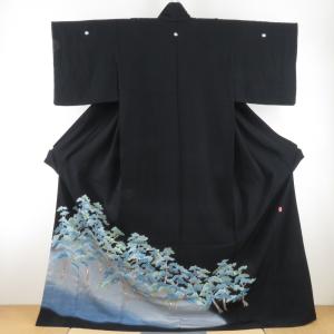 本加賀友禅 訪問着 奥田勝将 建物に草花文様 黄土色 作家物 落款
