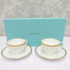 TIFFANY&Co. ティファニー 食器 Gold Band ゴールドバンド ペアカップ＆ソーサー コーヒーカップ 2客セット  美品｜cocoroad