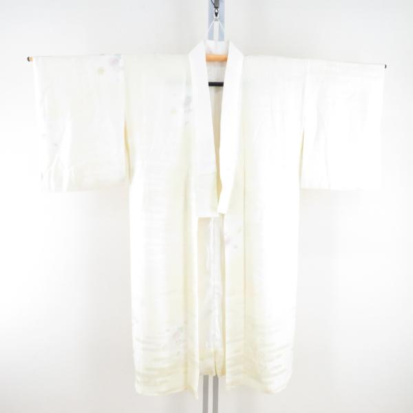 襦袢 ヱ霞に吹き寄せ文様 薄黄色 ぼかし 正絹 バチ衿 袷 長襦袢 仕立て上がり 女性着物用 身丈1...