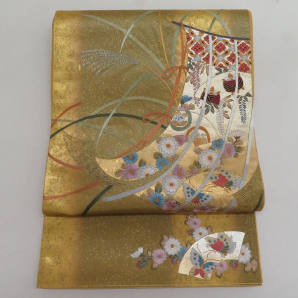 袋帯 正絹 お太鼓柄 蘇州刺繍 金糸銀糸 ゴールドｘ多色 几帳文様 礼装 フォーマル 仕立て上がり ...