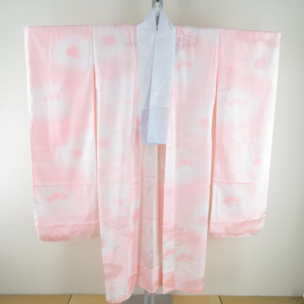 襦袢 振袖用 ぼかし 菊波文様 桃色 ポリエステル 洗える 広衿 袖無双 長襦袢 仕立て上がり 女性...