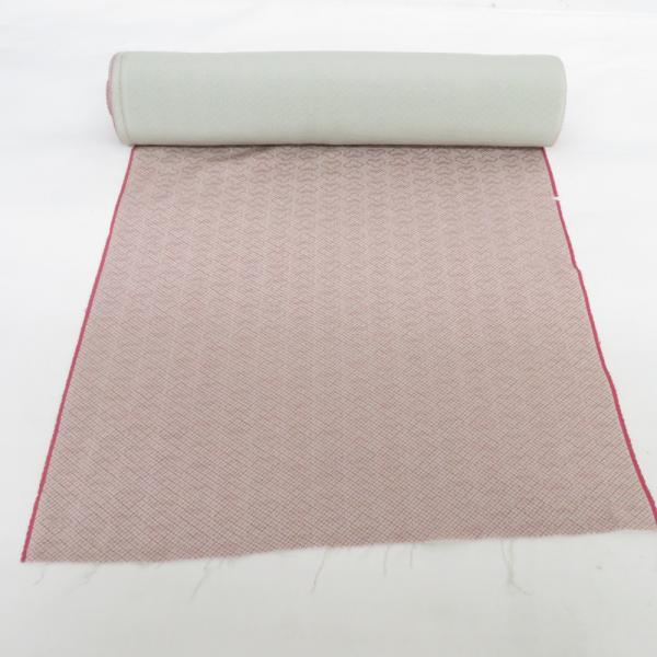 反物 仮絵羽 着尺 花菱柄 赤桃色 一つ紋 三つ扇紋 正絹 着物生地 和裁 未仕立て 長さ1200c...