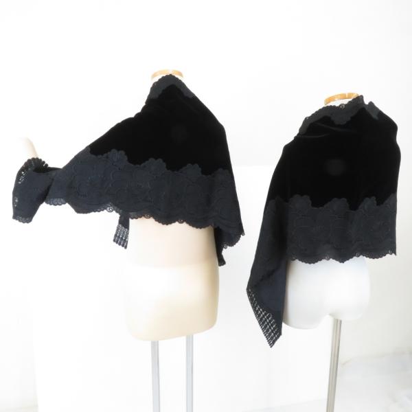 ショール 2点セット レーヨン ベルベットショール 黒ｘ黒