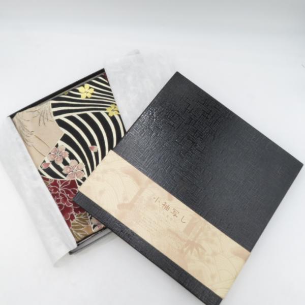 風呂敷 小袖写し 波に扇面ぼたん柄 約118cm 木綿 箱入 未使用品