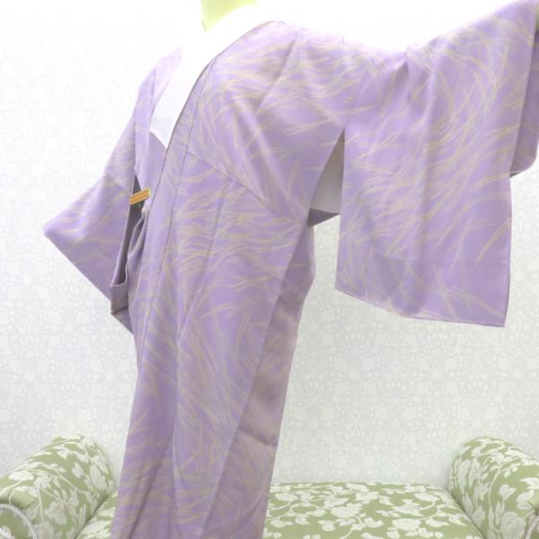 襦袢 長襦袢 紫 ベージュ 松葉 袷仕立て バチ衿 正絹 しつけ糸付き 普段使い 吉祥文様 身丈10...