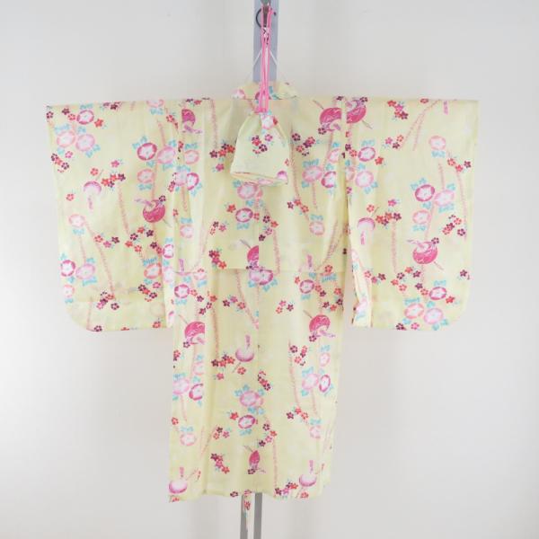 浴衣 uniqlo子供浴衣 ユニクロ浴衣 巾着セット 女児用ゆかた 身長120cm向け 朝顔模様 薄...