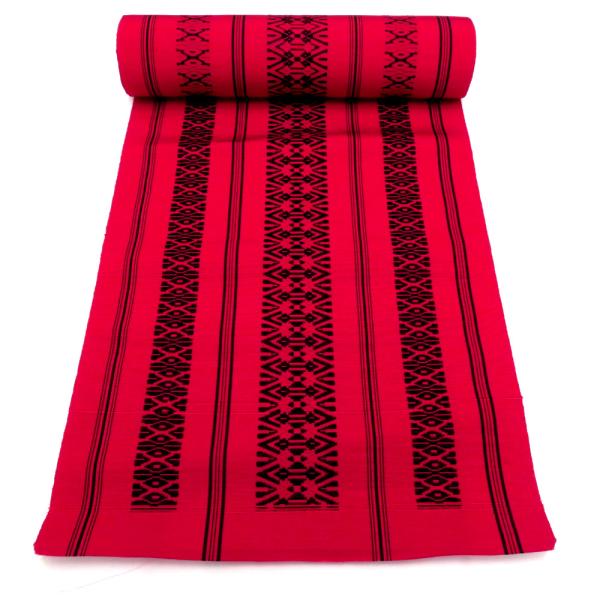 反物 献上柄 赤 黒 八寸名古屋帯用 正絹 未仕立て 着物帯 カジュアル 普段使い  長さ394.7...