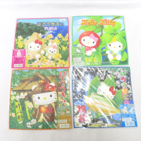 はろうきてぃ プチタオル 4枚セット 福井限定 カレイ らっきょう 小梅 竹人形 タオルハンカチ ミ...