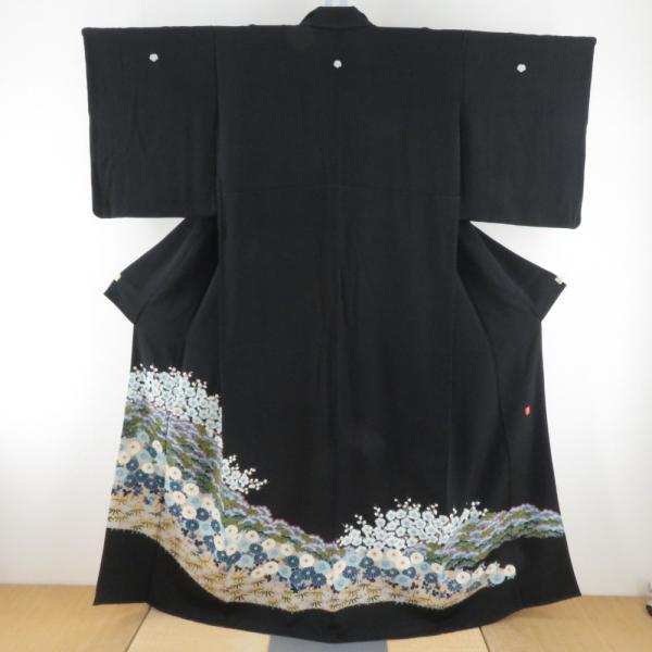 黒留袖 松竹梅に菊文様 蔦紋 正絹 落款入り 比翼 袷 広衿 礼装着物 フォーマル 仕立て上がり 身...