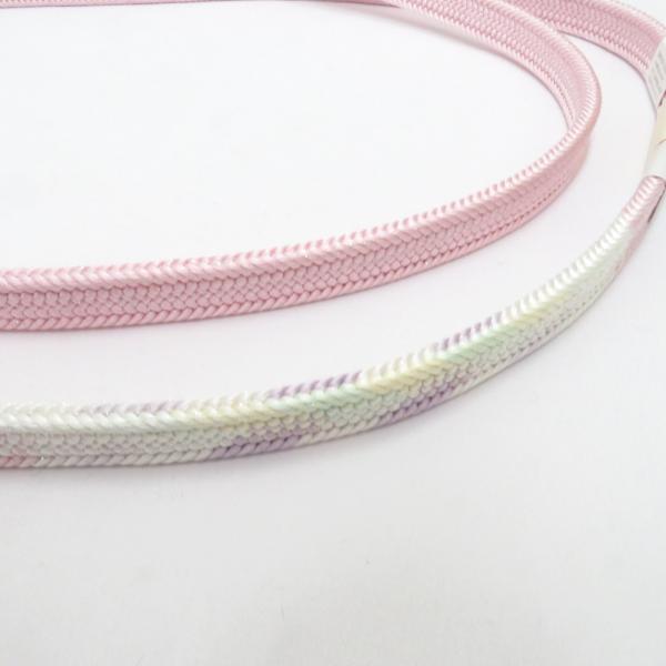 帯締め 平組 絹100% 青みピンク×白 ラベンダー 京都 翠嵐工房 撚り房 帯〆 正絹 フォーマル...