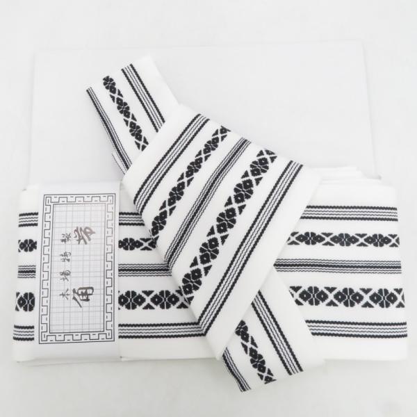 角帯 ワンタッチ角帯 ポリ100％ プリント柄 献上柄 白色ｘ黒色 紳士 男性用 定番 浴衣帯 メン...