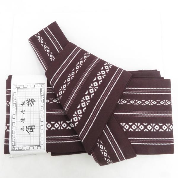 角帯 ワンタッチ角帯 ポリ100％ プリント柄 献上柄 茶色ｘ黒色 紳士 男性用 定番 浴衣帯 メン...