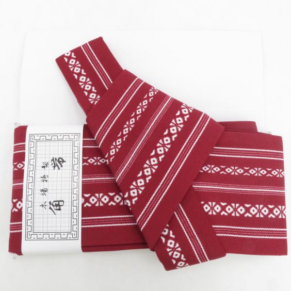 角帯 ワンタッチ角帯 ポリ100％ プリント柄 献上柄 朱色ｘ黒色 紳士 男性用 定番 浴衣帯 メン...