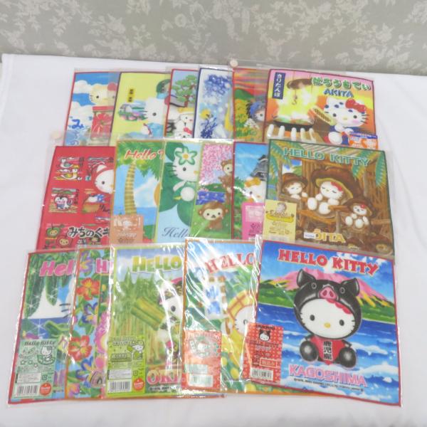 HELLO KITTY プチタオル 17枚セット ご当地キティ タオルハンカチ ミニタオル 平成レト...