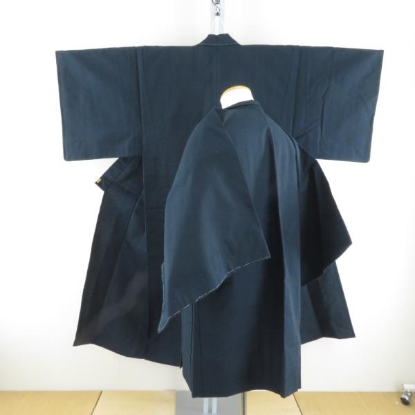 男着物 アンサンブル ウール 単衣 無地 紺色 男性用きもの 羽織 メンズ 仕立て上がり 小さいサイ...