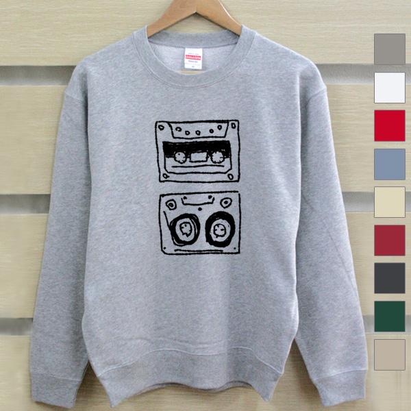 スウェット トレーナー レディース メンズ 裏毛 防寒 秋冬 長袖 おもしろ ウケねらい カセットテ...