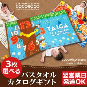 出産祝い カタログギフト 贈り物  男の子 女の子 三つ子 おしゃれ 名入れ 名前入り 今治 バスタオル  誕生日 プレゼント 出産内祝 3枚選べる｜出産祝い名入れギフトのココロコ