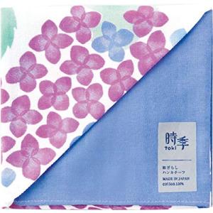 ミヤモトタオル (Miyamoto-towel) 和ざらしハンカチ 時季 紫陽花 恵みの雨 40×40cmの商品画像