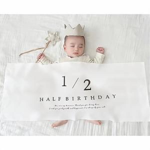 ハーフバースデー タペストリー 祝い 飾り グッズ 赤ちゃん用 飾り付け 高級生地 シンプル 記念日 男の子 女の子