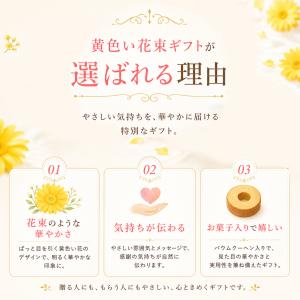 プチギフト お菓子 ブーケ 黄色い感謝の花束ギ...の詳細画像5
