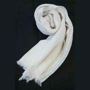 近江の麻 ラミーはんかち（青ストライプ）【近江上布伝統産業会館