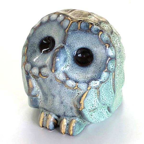 フクロウ置物『市福』ミニ【株式会社布引焼窯元】