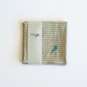 近江の麻 ラミーはんかち（青ストライプ）【近江上布伝統産業会館