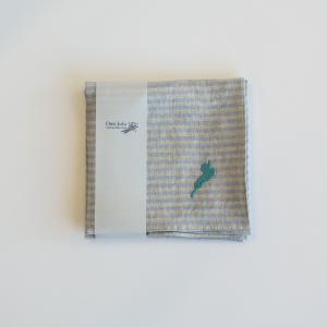 近江の麻 ラミーはんかち（青ストライプ）【近江上布伝統産業会館