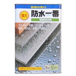(あすつく) 日本特殊塗料:強力防水一番 3kg クリヤー 4935185016323 防水 防カビ 浸透性 シリコン コンクリート モルタル