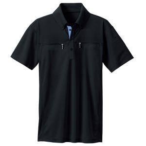 AITOZ (アイトス) ボタンダウンダブルジップ半袖ポロシャツ (男女兼用) ブラック SS 10602 吸汗速乾 10602の商品画像
