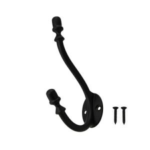 ハイロジック:スタイリッシュ ダブルコートフック ブラック 58644 インテリア アンティーク フック