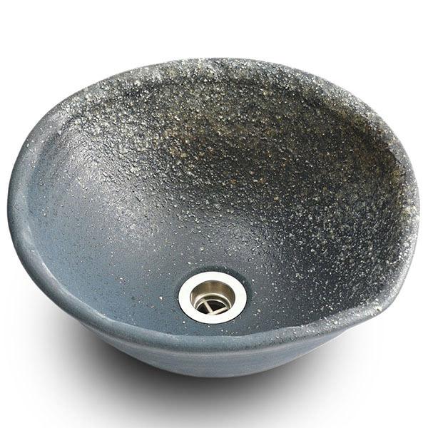 重蔵窯:利休信楽 手洗い鉢 006-35変形青古長石( 信楽焼 手洗い 洗面 焼き物 006-35 ...